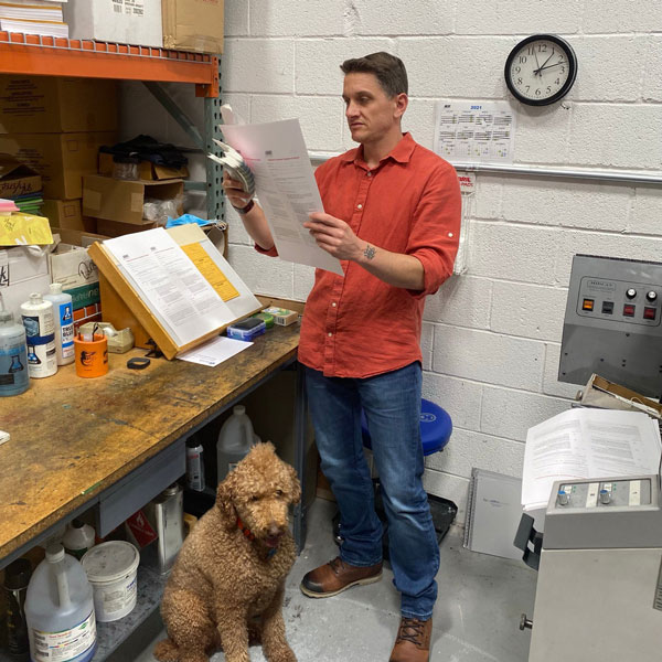 Ryan looking at piece of paper